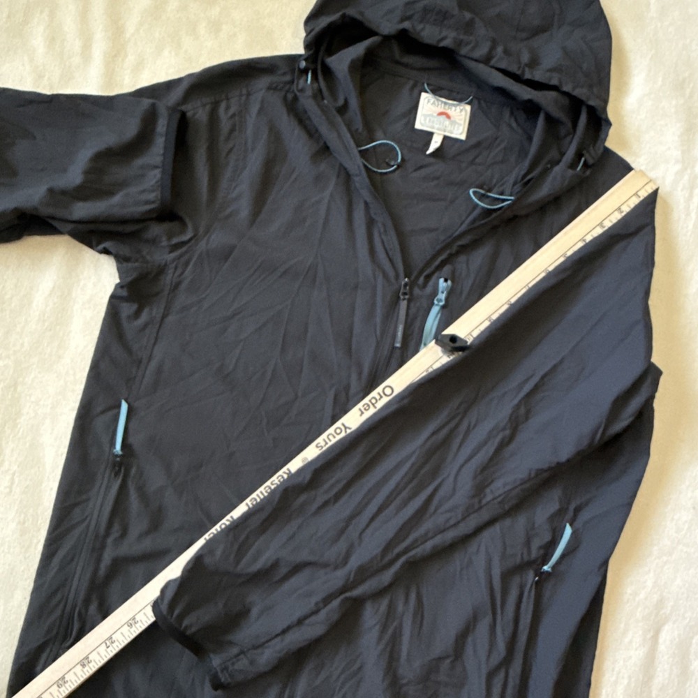Faherty Mens SHORELIFE Surf Jacket Size Medium Hooded Windbreaker Black W Green - Picture 6 of 10